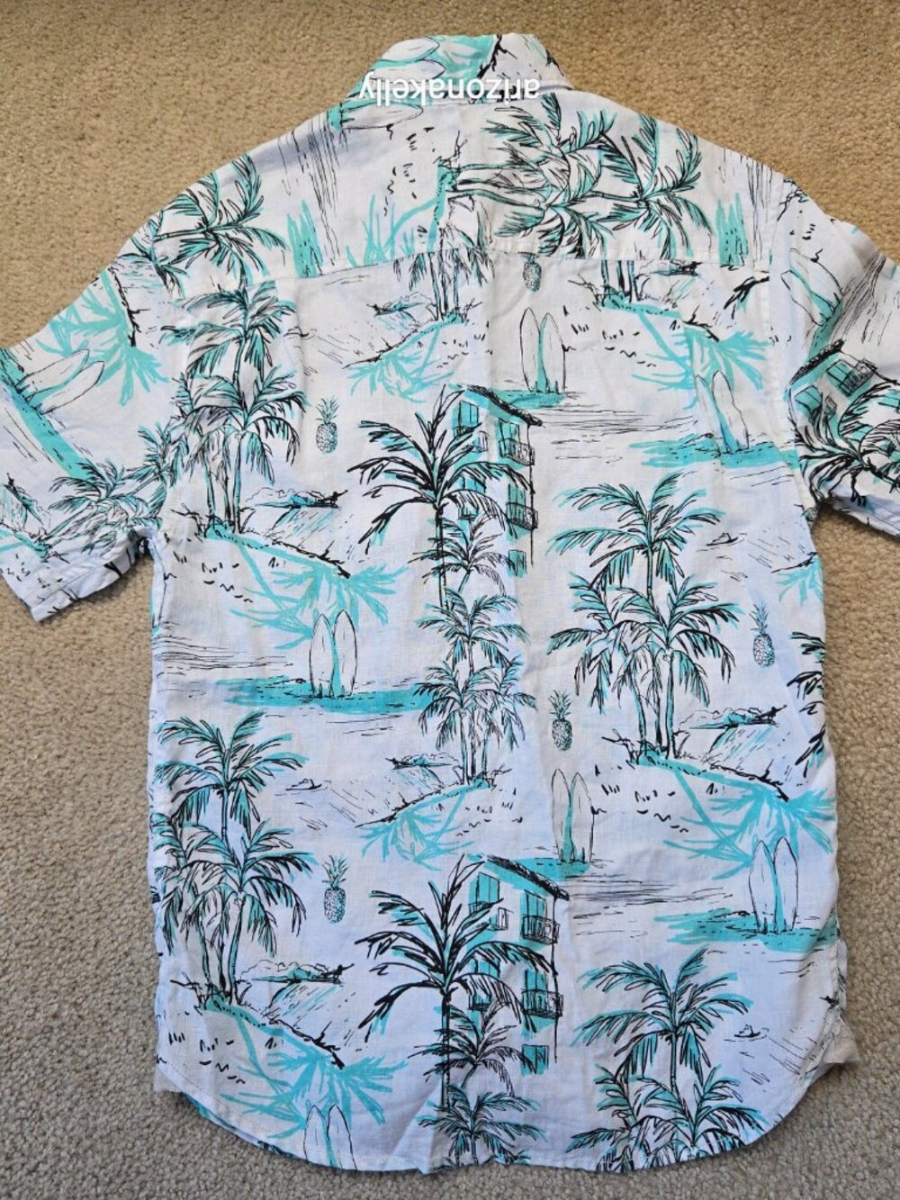 NWOT Linen Shirt XS Tommy Bahama Palm Tree Surfboard Beach Tropical - Picture 6 of 8